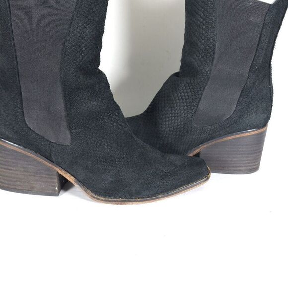 Free People Women's Benson US6,5 EU37 Black Suede Snakeskin Pull On Chelsea Boot - Picture 9 of 12